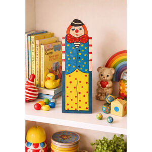 Vintage Wooden Clown Box Hand Painted Folk Art Storage Trinket Nanco